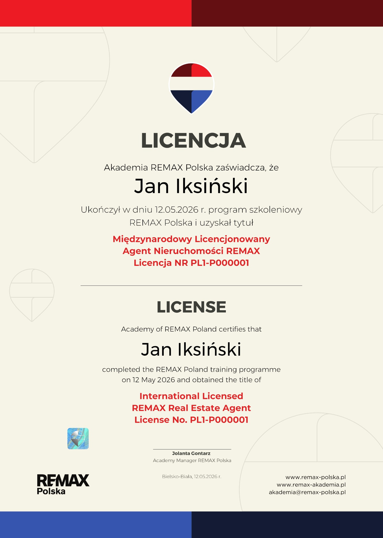 Wzór licencji REMAX Polska